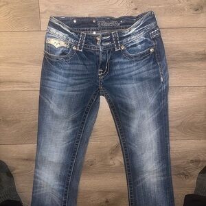 Miss Me Blue Skinny Jeans with Silver Accents